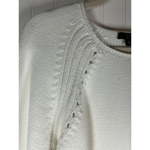 J. Crew White Pullover Sweater with Pointelle stitching Cotton size XL classic - Picture 4 of 11